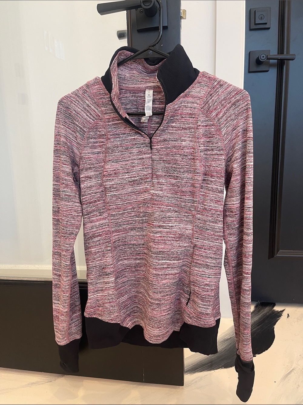 lululemon athletica Pink Space-Dye Quarter-Zip Pullover with Black Trim